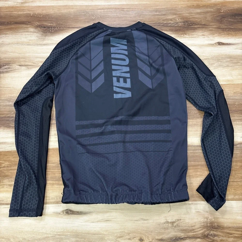 Venum Rash Guard Size M MMA BJJ Training Shirt Polyester Compression Black Gray